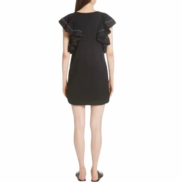 See by Chloe Cascading Ruffle Sleeve Dress SZ S Black - Picture 2 of 10